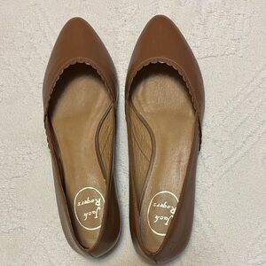 Jack Rogers Tan Scalloped Leather Pointed Flats